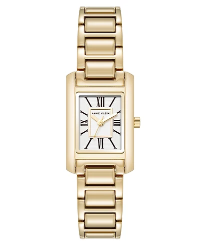 Anne Klein Women's Quartz Classic Rectangular Roman Numeral Gold-Tone Alloy Metal Watch, 20mm