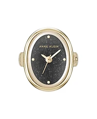 Anne Klein Women's Quartz Sandstone Gemstone and Gold-Tone Alloy Metal Ring Watch