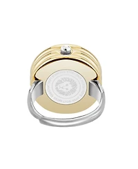 Anne Klein Women's Quartz Faceted Crystal Two-Tone Alloy Metal Ring Watch, 20mm