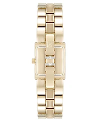 Anne Klein Women's Quartz Petite Tan Enamel Center Link Gold-Tone Alloy Metal Bracelet Watch, 17.5mm