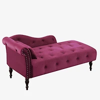Simplie Fun Elegant Velvet Chaise Lounge with Tufted Buttons and Nailhead Trim