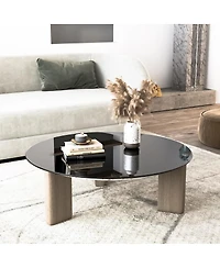 Streamdale Furniture 36 Inch Round Tempered Glass Table Top Black Glass 1/4" Thick Round Polished Edge