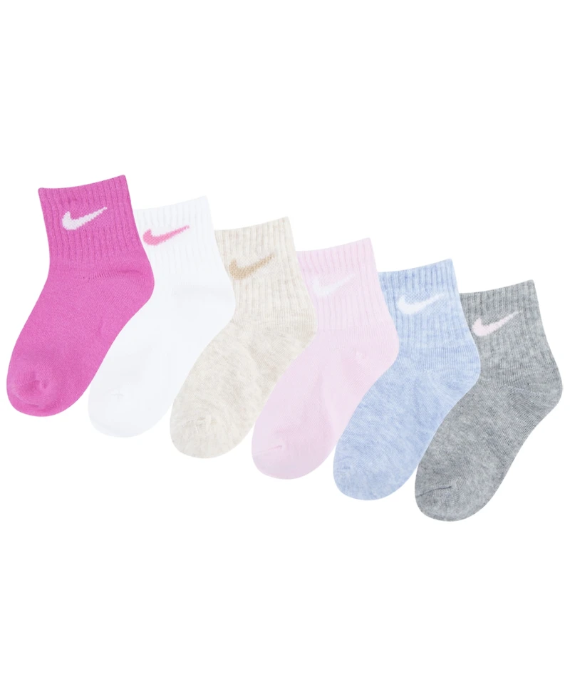 Nike Baby Girls' or Boys' and Toddler Swoosh Ankle Socks, 6-Pack