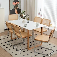 Streamdale Modern Velvet Rattan Dining Chairs with Chrome Legs (Set Of 2)