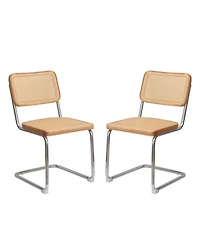 Streamdale Modern Velvet Rattan Dining Chairs with Chrome Legs (Set Of 2)