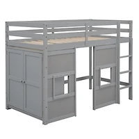 Streamdale Twin Loft Bed with Storage and Windows
