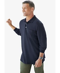 KingSize Big & Tall Longer-Length Long Sleeve Shrink-Less Cotton Polo