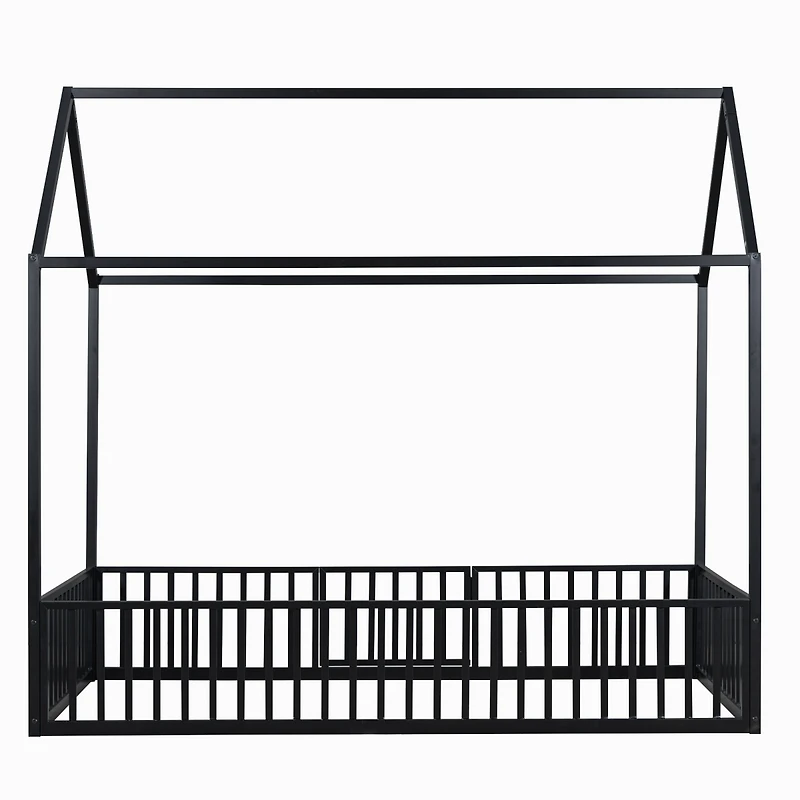 Streamdale Twin Metal House Bed With Fence And Door