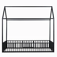 Streamdale Twin Metal House Bed With Fence And Door
