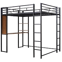 Streamdale Full Metal Loft Bed With 2 Shelves And One Desk