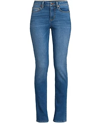 Lands' End Women's Tall Recover Mid Rise Straight Leg Blue Jeans