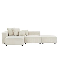Beige Corduroy Modular Sectional Sofa Set