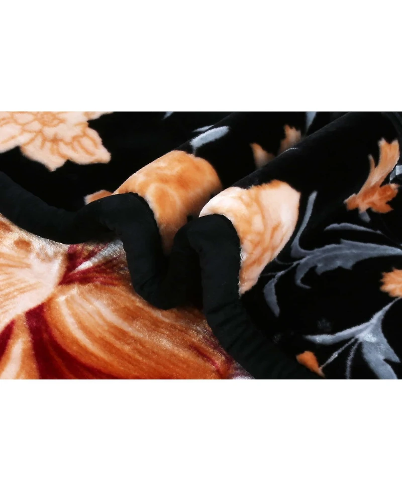 Clara Clark Heavy & Warm Korean Style Reversible Printed Raschel Mink Bed Blanket - Wrinkle Free Fade Resistant Queen 79x94 Inches 9 Lbs.