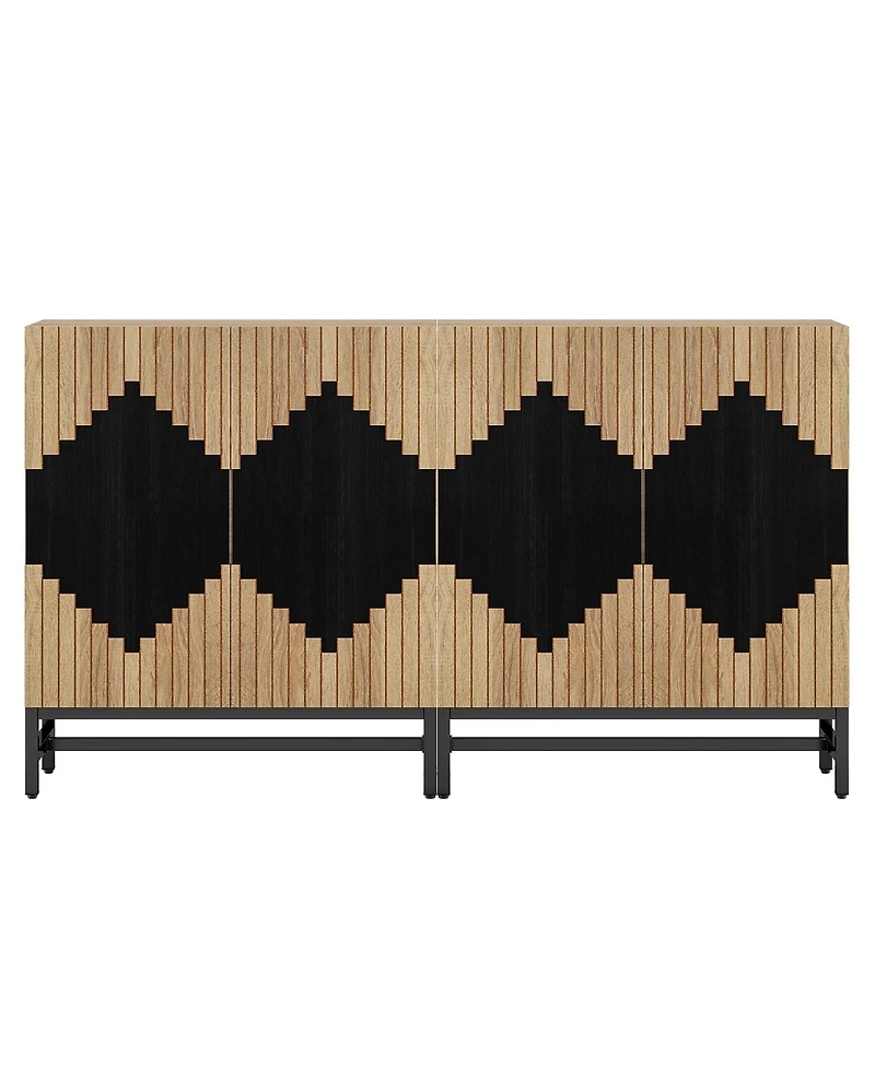 Tribesigns FarmYFuse Sideboard Cabinet with Storage, 63" Buffet Storage Cabinet with Doors, Tall Vintage Credenza Wood Coffee Accent Cabinet with Stor