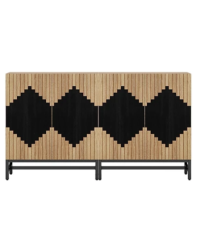 Tribesigns FarmYFuse Sideboard Cabinet with Storage, 63" Buffet Storage Cabinet with Doors, Tall Vintage Credenza Wood Coffee Accent Cabinet with Stor