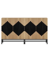 Tribesigns FarmYFuse Sideboard Cabinet with Storage, 63" Buffet Storage Cabinet with Doors, Tall Vintage Credenza Wood Coffee Accent Cabinet with Stor