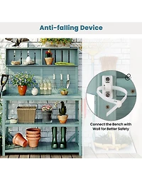 Simplie Fun Large Rustic Outdoor Potting Bench with 4 Shelves, Green