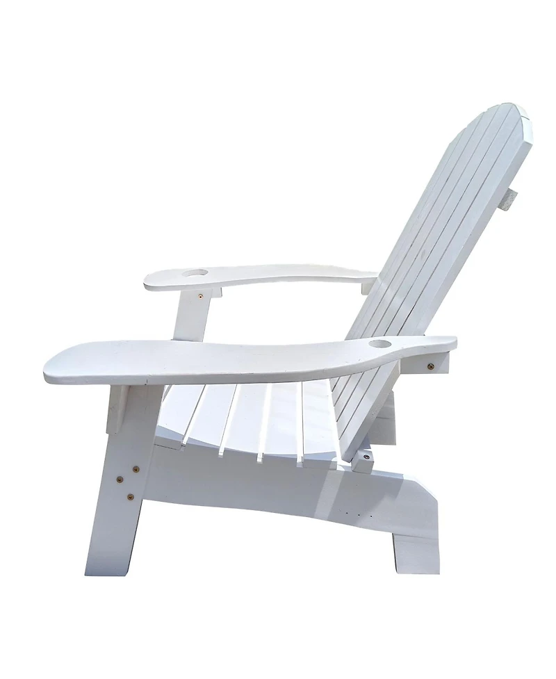 Streamdale Furniture Outdoor Or Indoor Wood Adirondack Chair With An Hole To Hold Umbrella On The Arm, White