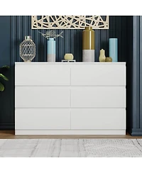 Streamdale Furniture 6 Drawer Double Dresser For Bedroom Living Room Hallway, White