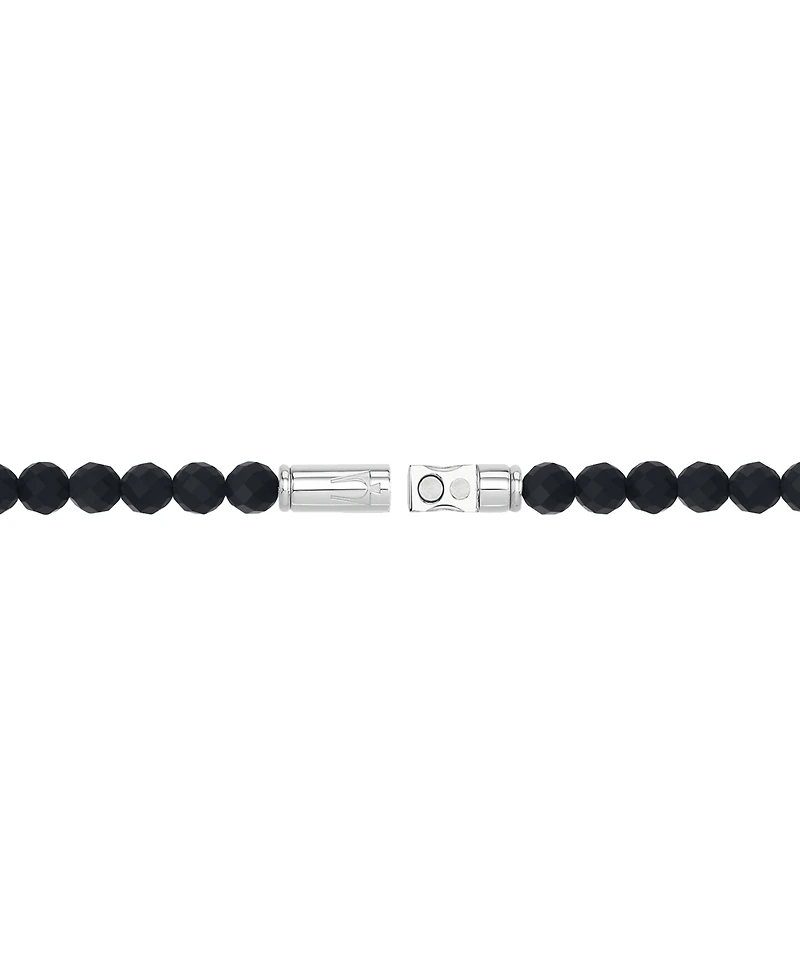 Bulova Marc Anthony Men's Onyx & Lion Beaded Bracelet in Sterling Silver-Plate, BVB1161-wsbkox