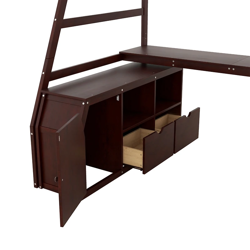 Streamdale Twin Loft Bed With 7 Drawers 2 Shelves And Desk