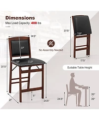 Vebreda Set of 2 Folding Kitchen Island Stool with Rubber Wood Legs