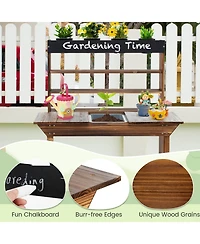 Givimo Wooden Potting Bench Table Outdoor Mud Kitchen with Solid Fir Wood Frame