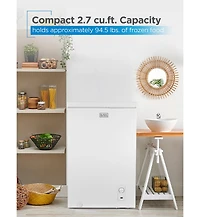 Black+Decker 2.7 Cu. Ft. Compact Chest Freezer, Deep Freezer Holds Up To 94.5 Lbs. of Frozen Food, Removable Storage Basket, Mechanical Temperature Co