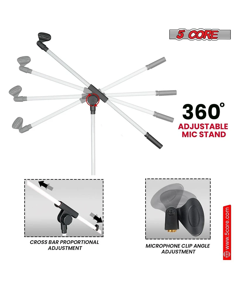 5 Core Microphone Stand Floor 4 Pcs Adjustable w Extending Telescoping Boom Arm
