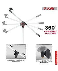 5 Core Microphone Stand Floor 4 Pcs Adjustable w Extending Telescoping Boom Arm