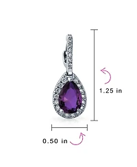 Bling Jewelry 7CT Style Halo Pink Cubic Zirconia Cz Formal Huggie Snap Hinge Dangle Drop Teardrop Earrings Rhodium Plated