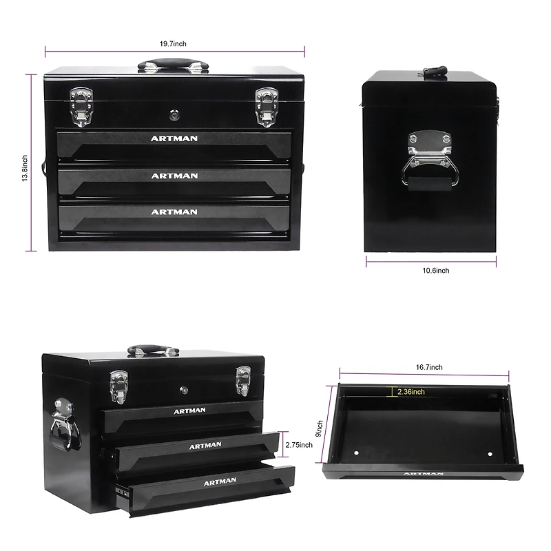 Streamdale 3 Drawers Tool Box With Tool Set