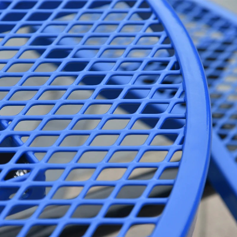 Streamdale Round Outdoor Steel Picnic Table 46" blue, with umbrella pole
