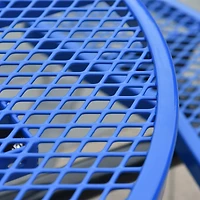 Streamdale Round Outdoor Steel Picnic Table 46" blue, with umbrella pole