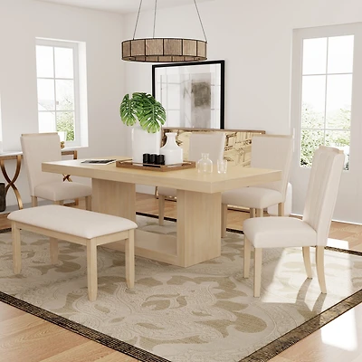 Streamdale Sturdy and Sophisticated Extendable Dining Set with 6 Plush Pieces