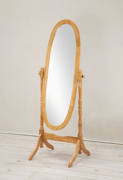 Streamdale Traditional Queen Anna Style Wood Floor Cheval Mirror, Oak Finish