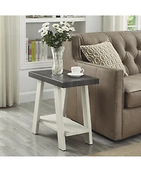 Streamdale Two-Tone Wood Shelf Side Table in Weathered Charcoal and Beige