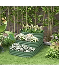 Streamdale Furniture 3-Tier Galvanized Raised Garden Bed with Bottomless Design and Safety Edging