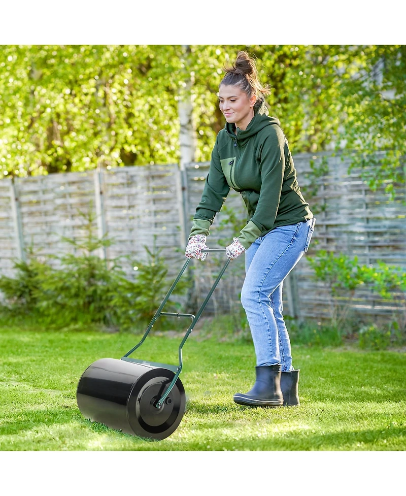 3-Piece Push and Tow-Behind Lawn Roller with 15 Gallon Capacity