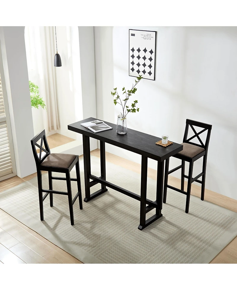 Streamdale Sturdy Rubber Wood Bar Chair Set for Enhanced Comfort (2Pcs)