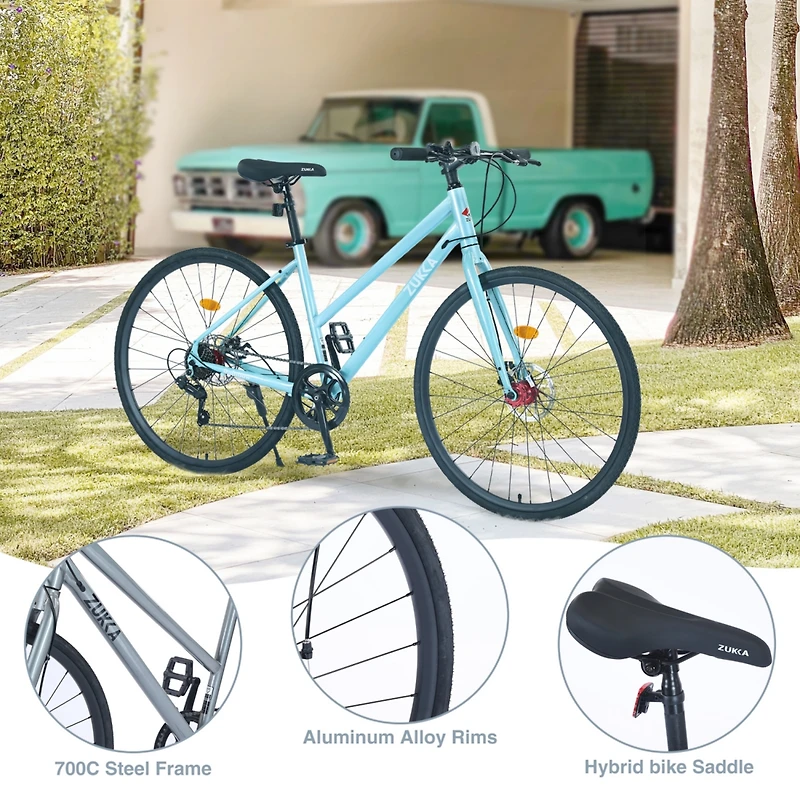 Streamdale Furniture 7 Speed Hybrid bike Disc Brake 700C Road Bike For men women's City Bicycle