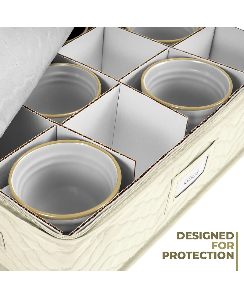 Sorbus Quilted Coffee Mug Storage Case - Features label windows, handles