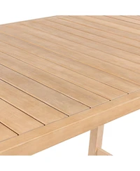 Porto Modern Coastal 3-Piece Acacia Wood Outdoor Square Bar Table Set with Cushions