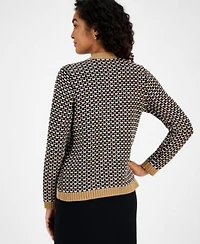 Kasper Open Front Cardigan Ruffled Blouse Pull On Pants