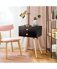 Sugift Midcentury Modern Bedside Table with 2 Drawers