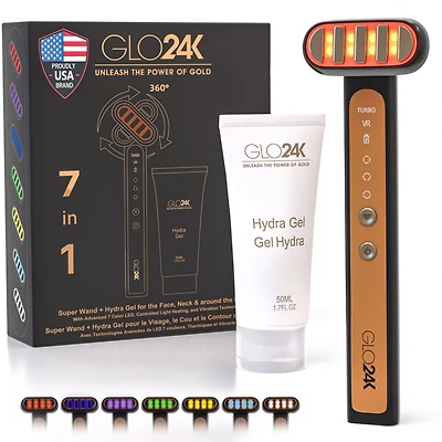 Super Wand + Hydra Gel for the Face, Neck & around the Eyeswith Advanced 7 Color Led, Controlled Light Heating, and Vibration Technologies