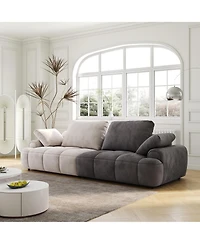 Streamdale Furniture 86.6" Oversized Beige & Gray Suede Sofa