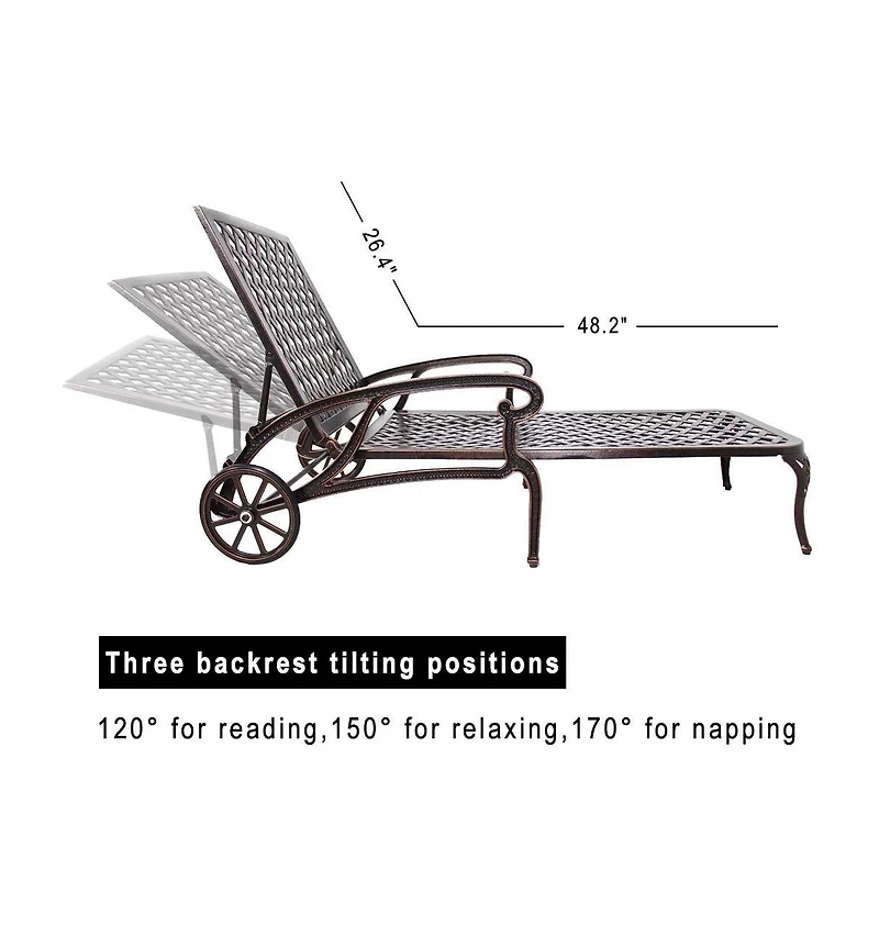 Streamdale Rust-Resistant Aluminum Cast Lounge Chair with Adjustable Backrest