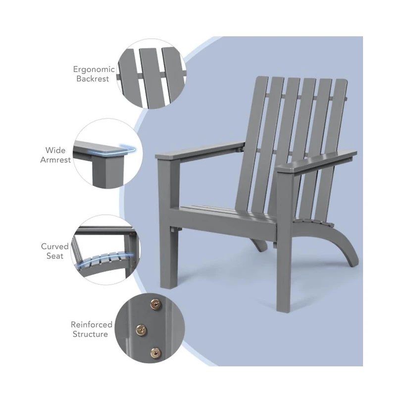 Givimo Outdoor Patio Acacia Wood Adirondack Lounge Armchair