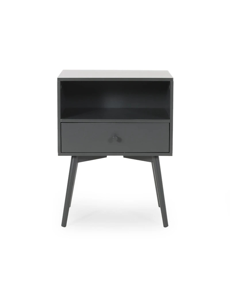 Streamdale Mid-Century Modern Side Table with Drawer and Open Shelf Storage